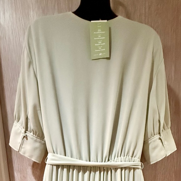 Elegant Mint Green Pleated Dress - Picture 3 of 5